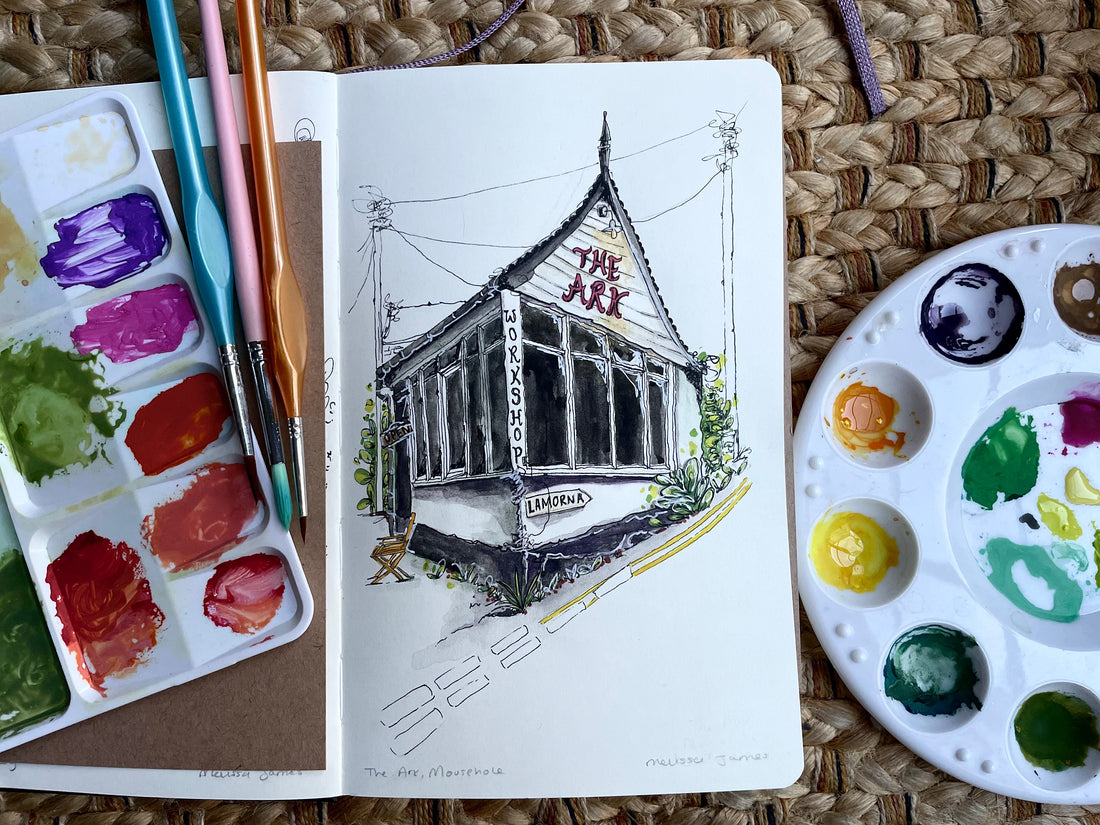 A Summer Visit to Mousehole: Capturing the Charm of The Ark through Ink and Watercolour