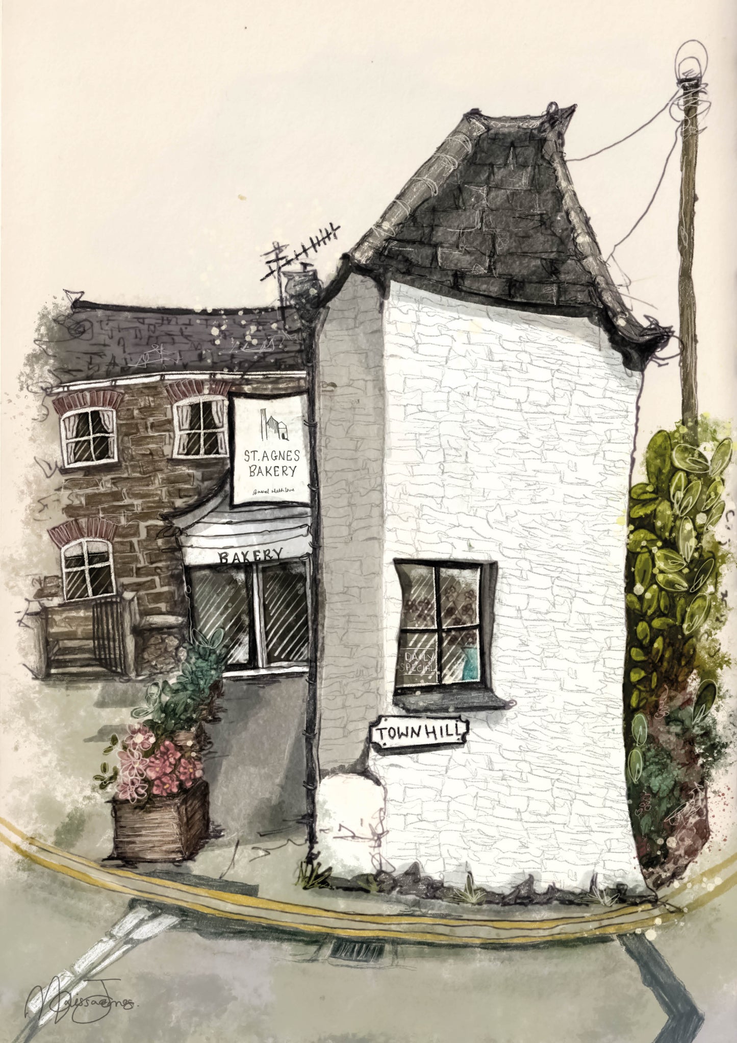 St Agnes Bakery, Cornwall Print