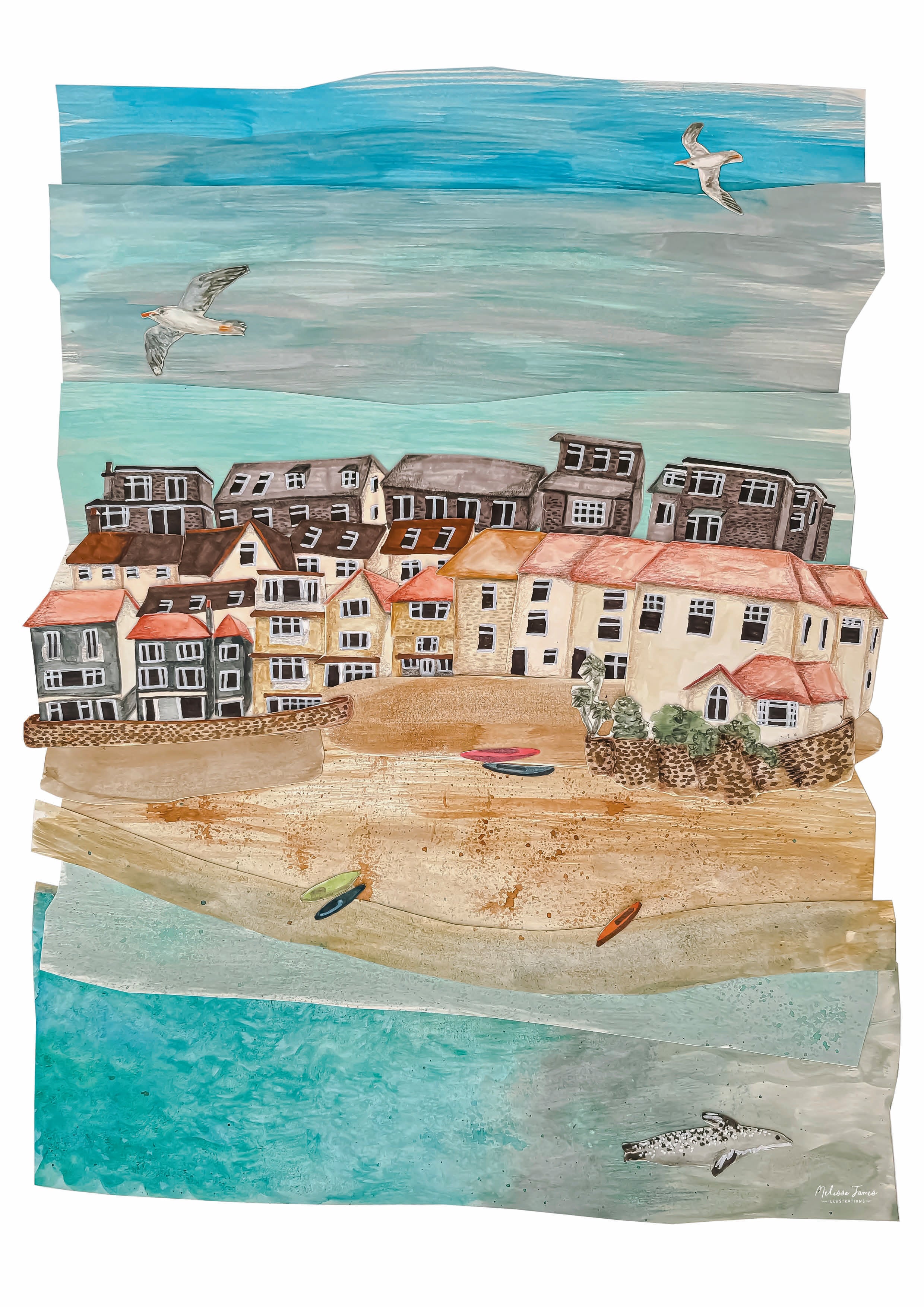 St Ives Harbour – Illustrated Coastal Town