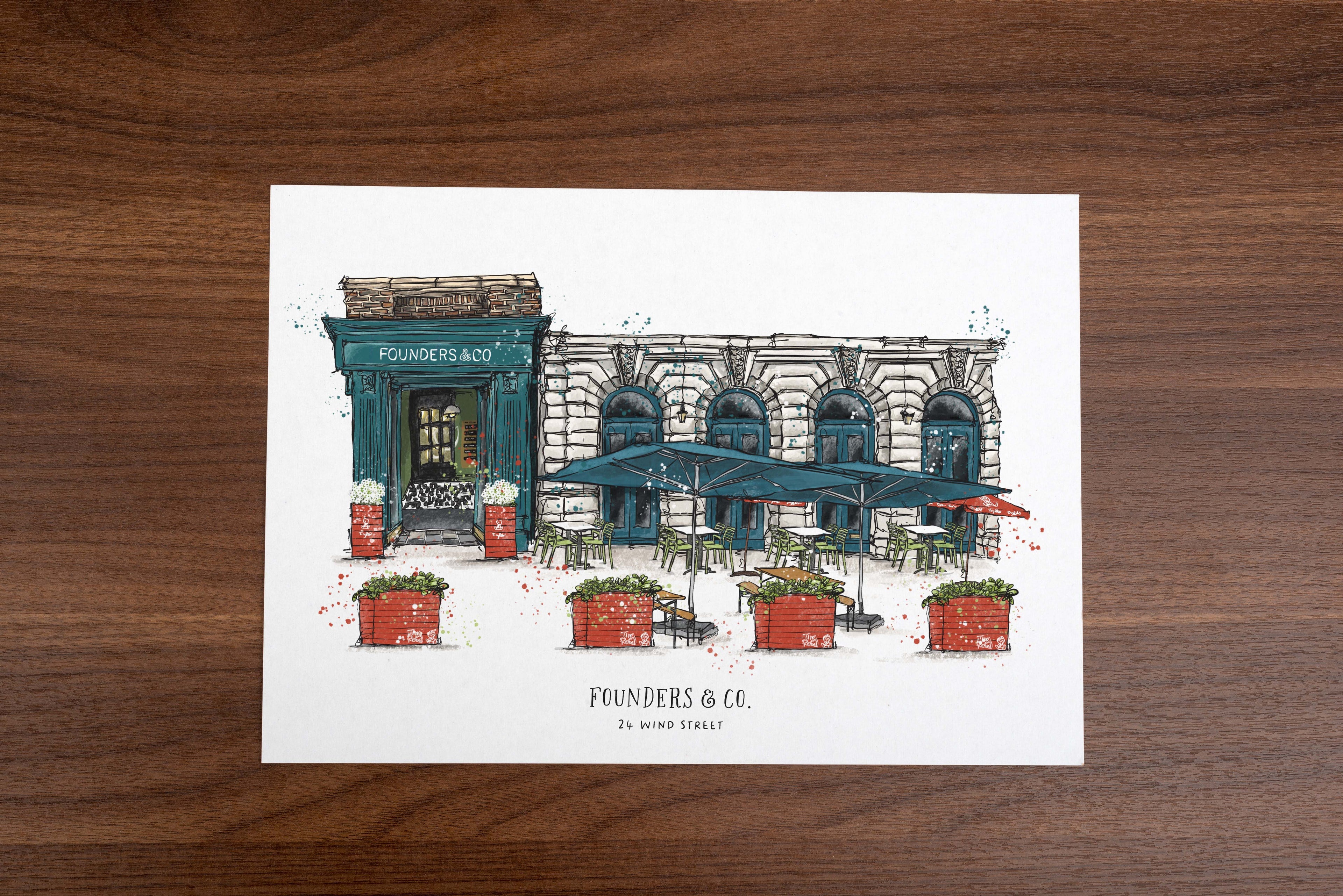 Custom Made Urban Sketch Building Portrait